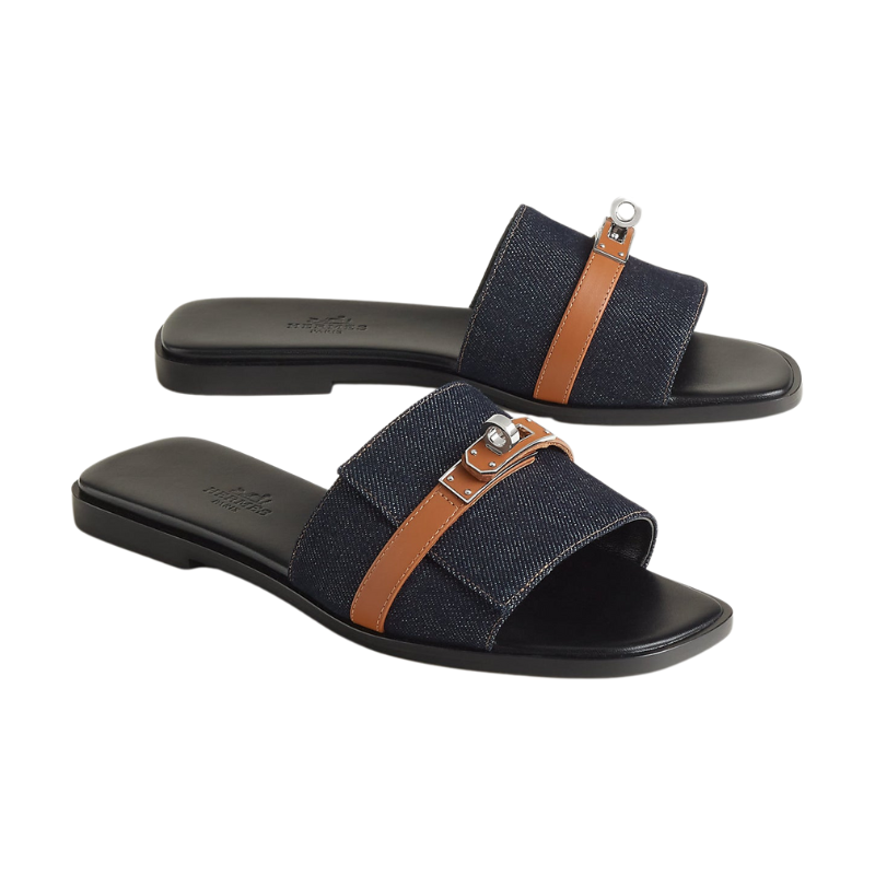 Hermès Giulia Sandal 'Bleu Brut Naturel' (Women)