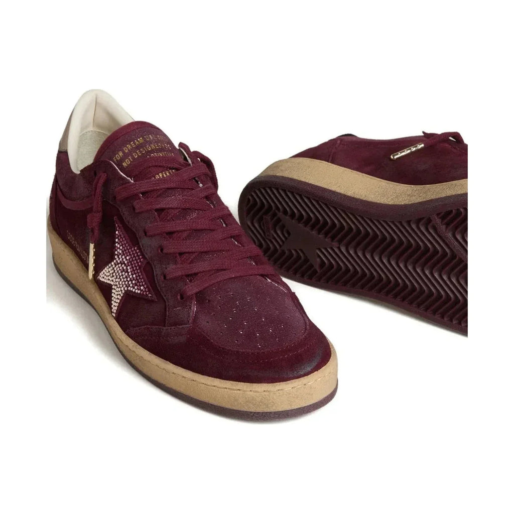 Golden Goose Ball-Star 'Burgundy Suede Crystal Star' (Women)