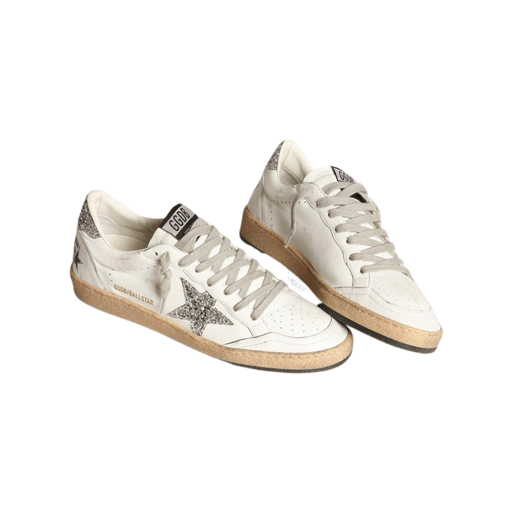 Golden Goose Ball-Star 'White Nappa Glitter Heel Tab' (Women)