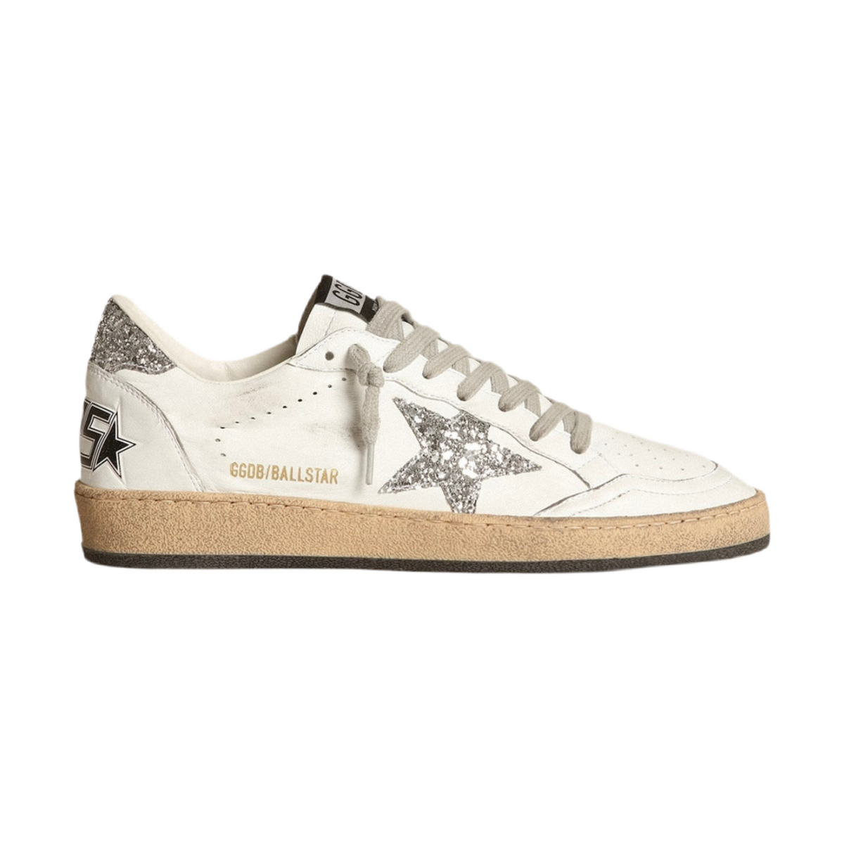 Golden Goose Ball-Star 'White Nappa Glitter Heel Tab' (Women)