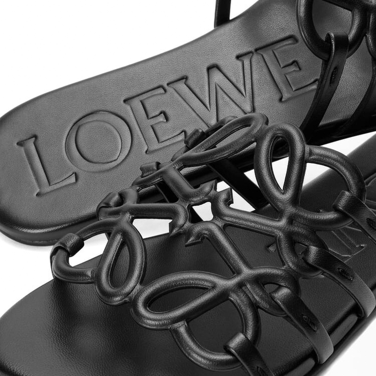 LOEWE Petal Anagram Slide 'Black' (Women)