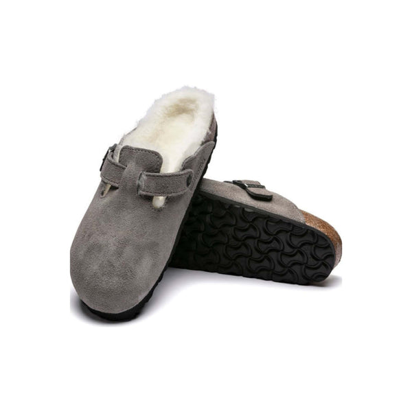 Birkenstock Boston Shearling Suede 'Stone Coin' (Women)