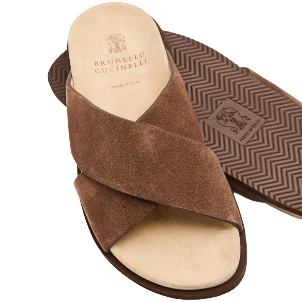 Brunello Cucinelli Crossover Sandal 'Brown Suede' (Men)