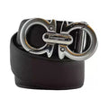 Ferragamo Gancini Leather Belt 'Black Silver' (Unisex)