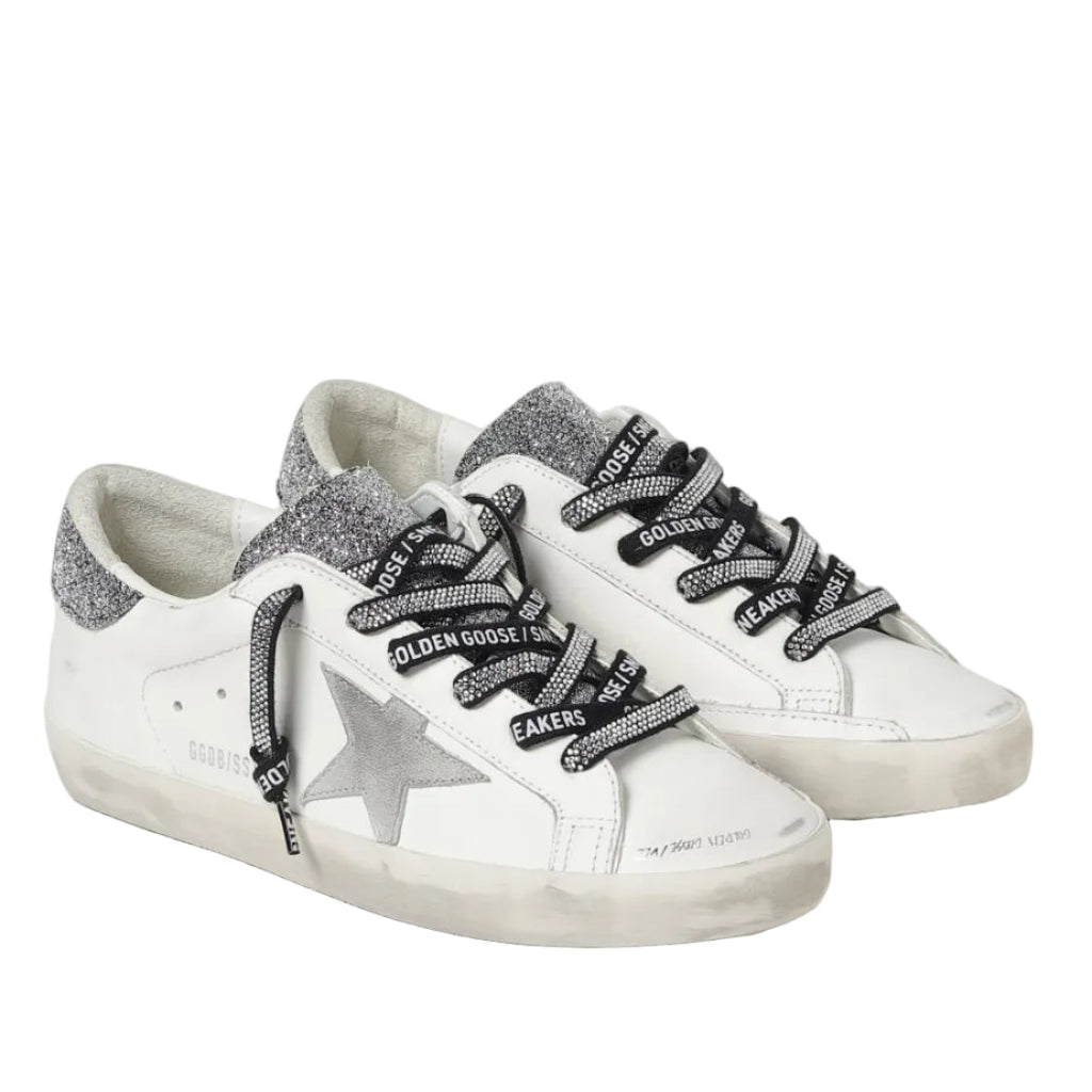 Golden Goose Super-Star 'Silver Glitter Heel Tab' (Women)