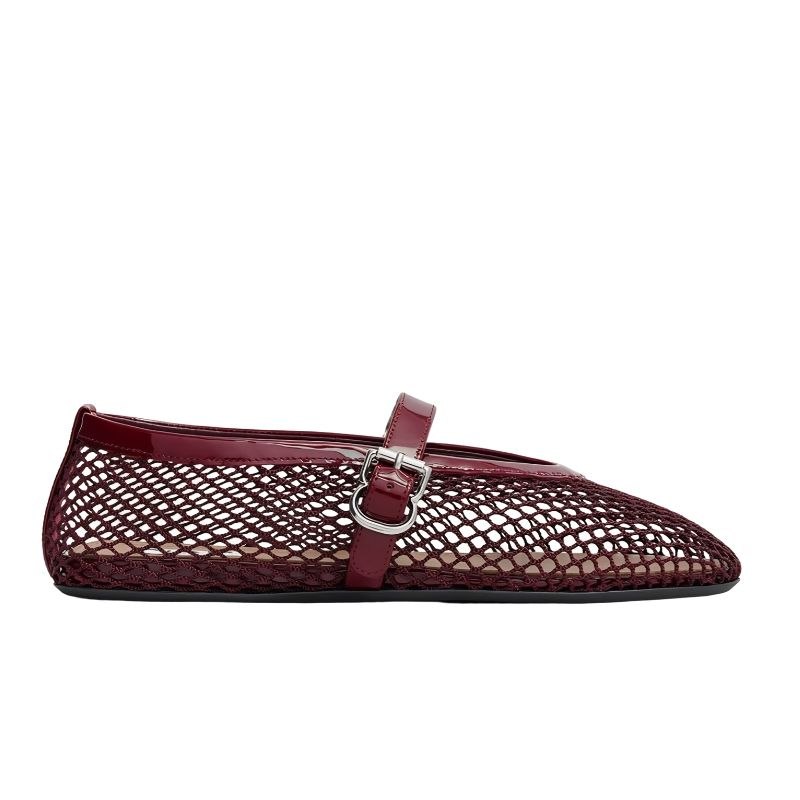 Alaïa Fishnet Ballet Flat 'Maroon' (Women)